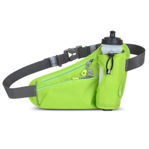 Waterproof Running Waist Bag Cycling Bumbags with Water Bottle Holder Travel Walking Dog Climbing Hiking Outdoor Sport Waist Bag with Reflective Strips(Green)