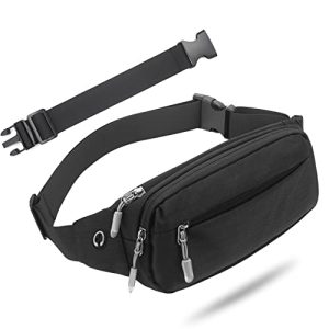 Fanny Pack Waist Packs with Extender for Men Women, Waist Pouch Bag Hip Pack with 3-Zipper Pockets Adjustable Straps for Casual Travel Hiking Running Outdoor Sports