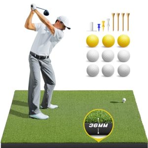 Thickened Golf Mat: 5x4ft & 5x5ft Heavy-Duty Golf Hitting Mats Practice Outdoor/Indoor, Elite Dense Artificial Turf Matt Training Aid for Backyard/Garage/Driving Range/Simulators