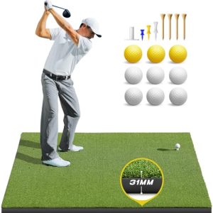Golf Mat: 5x4ft & 5x5ft Heavy-Duty Golf Hitting Mats Practice Outdoor/Indoor, Elite Dense Artificial Turf Matt Training Aid for Backyard/Garage/Driving Range/Simulators