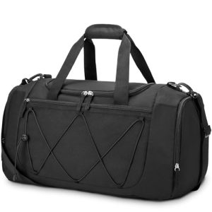 Vorspack Gym Bag for Men - 21 Inches Small Duffle Bag for Travel Lightweight Duffel Bag with Shoe Compartment Personal Item Travel Bag Weekender Bag for Travel Sports Gym - Black