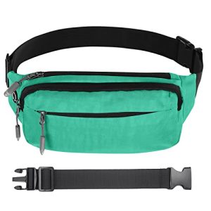 Fanny Pack Waist Packs with Extender for Men or Women, Medium Size Waist Pouch Bag Hip Pack with 3-Zipper Pockets Adjustable Straps for Casual Travel Hiking Jogging Outdoor Sports (Mint Blue)