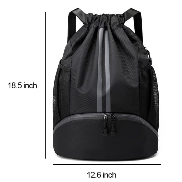 Drawstring Gym Bag for Men, Waterproof Drawstring Backpack for Women, Swim with Shoes Compartment, Pull String Sport Bag for Soccer and Basketball. (Orange) - Image 2