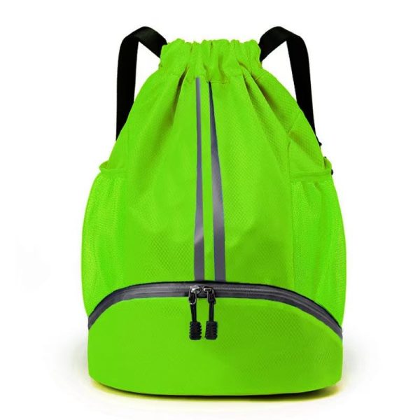 Drawstring Gym Bag for Men, Waterproof Drawstring Backpack for Women, Swim Bag with Shoes Compartment(Green)
